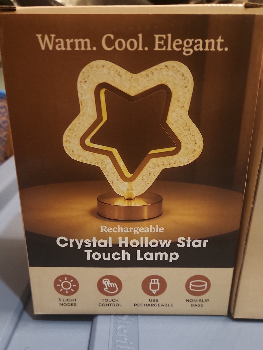 Bulk Of 4 Crystal Hollow Star Touch Lamp - Gold LED Accent